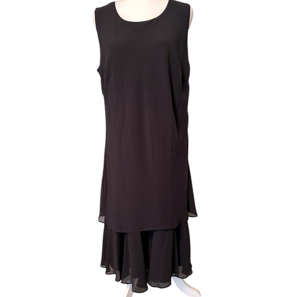 DRAPER’S & DAMON’S Black Sleeveless Sheath with Sheer Overlay Size XL